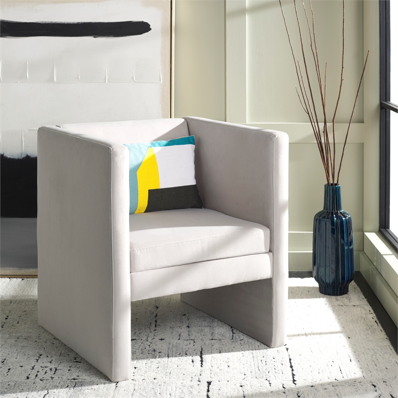 Safavieh Gisle Wood Accent Chair in Light Gray