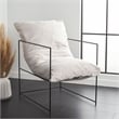 Safavieh Portland Iron and Fabric Pillow Top Accent Chair in Ivory / Black
