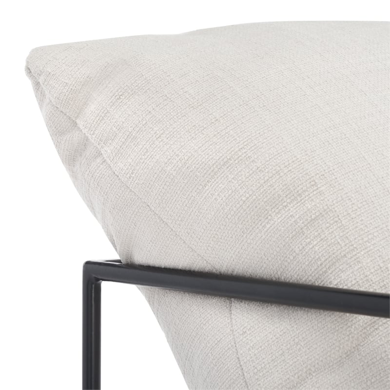 Safavieh Portland Iron and Fabric Pillow Top Accent Chair in Ivory / Black