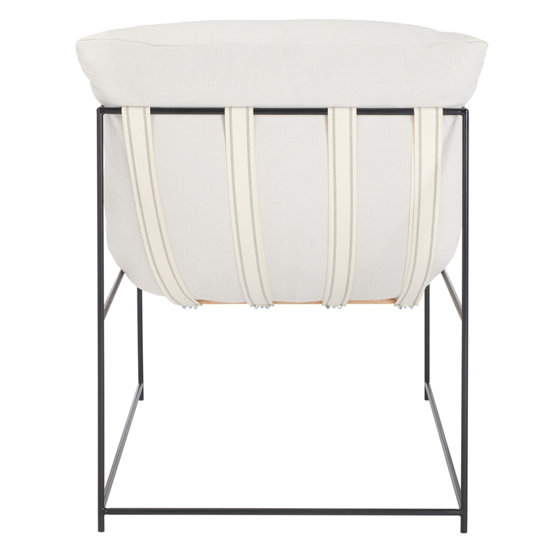 Safavieh Portland Iron and Fabric Pillow Top Accent Chair in Ivory / Black