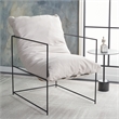 Safavieh Portland Iron and Fabric Pillow Top Accent Chair in Ivory / Black