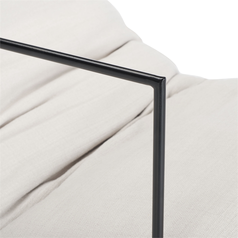 Safavieh Portland Iron and Fabric Pillow Top Accent Chair in Ivory / Black