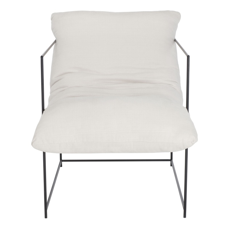 Safavieh Portland Iron and Fabric Pillow Top Accent Chair in Ivory / Black