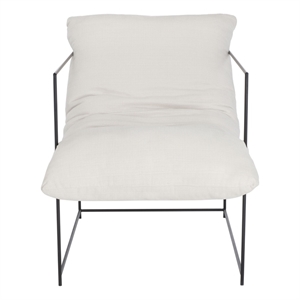Safavieh Portland Iron and Fabric Pillow Top Accent Chair in Ivory / Black