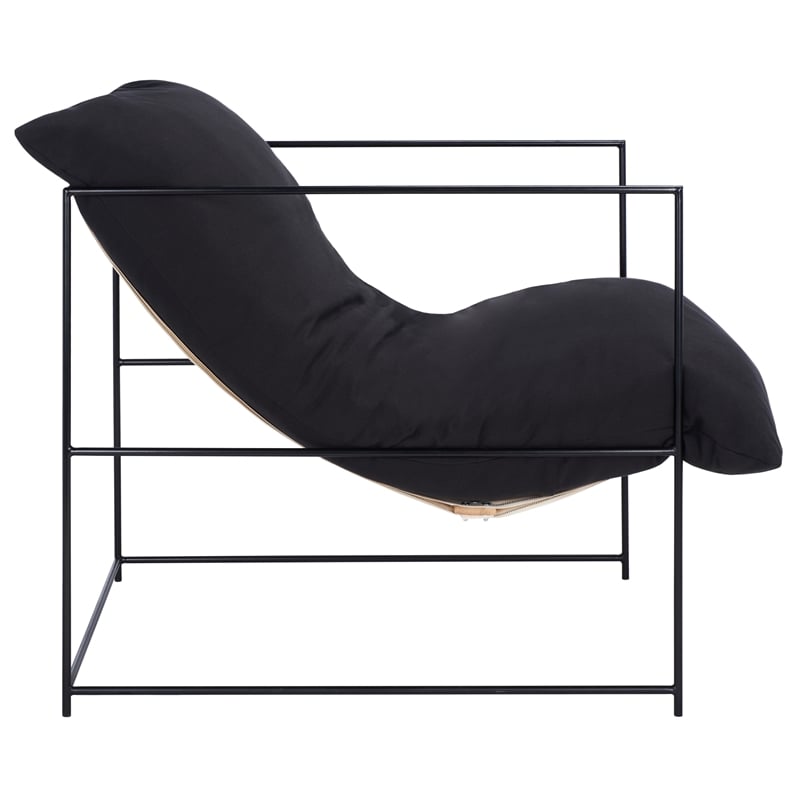 Safavieh Portland Metal and Wood Pillow Top Accent Chair in Black /Black