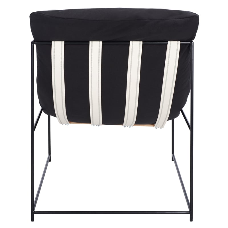 Safavieh Portland Metal and Wood Pillow Top Accent Chair in Black /Black