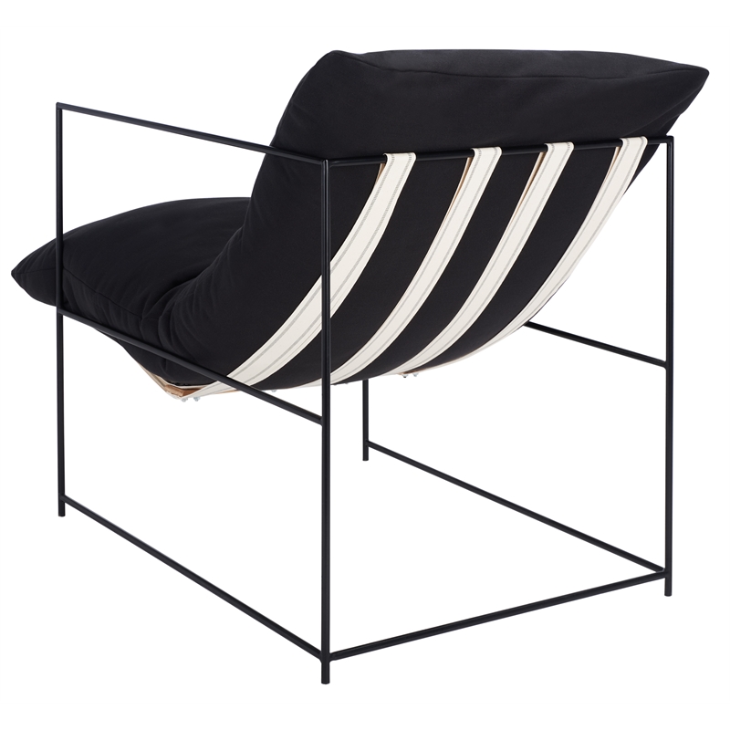 Safavieh Portland Metal and Wood Pillow Top Accent Chair in Black /Black