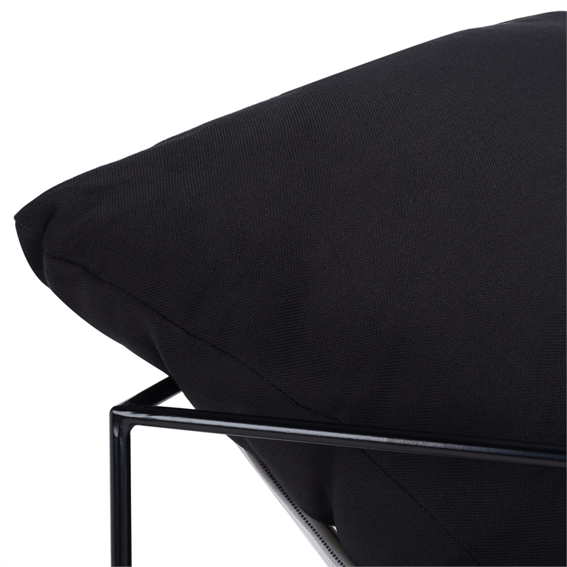 Safavieh Portland Metal and Wood Pillow Top Accent Chair in Black /Black