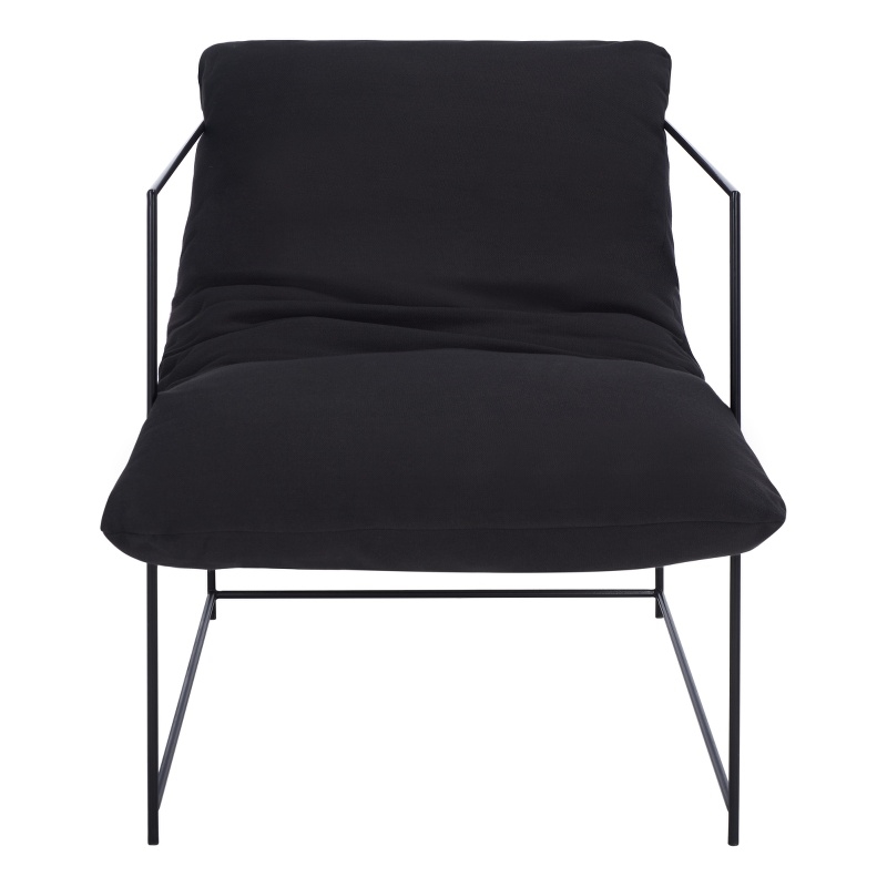 Safavieh Portland Metal and Wood Pillow Top Accent Chair in Black /Black