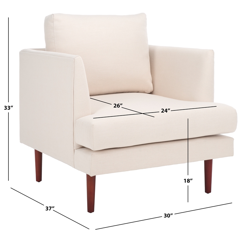 Safavieh Hampshire Wood and Fabric Accent Chair in Cream /Walnut