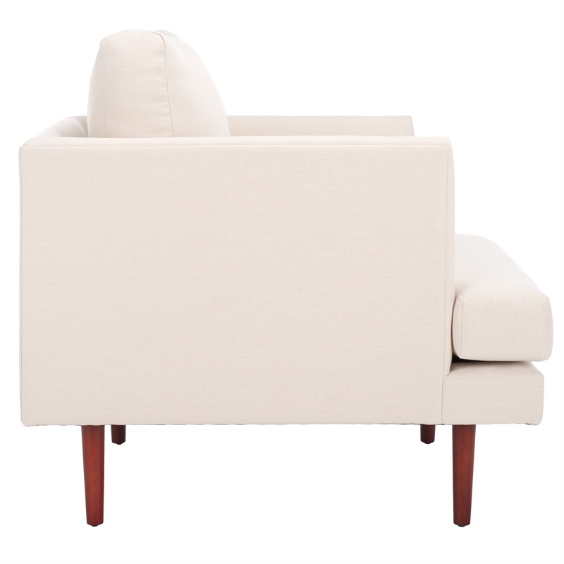 Safavieh Hampshire Wood and Fabric Accent Chair in Cream /Walnut