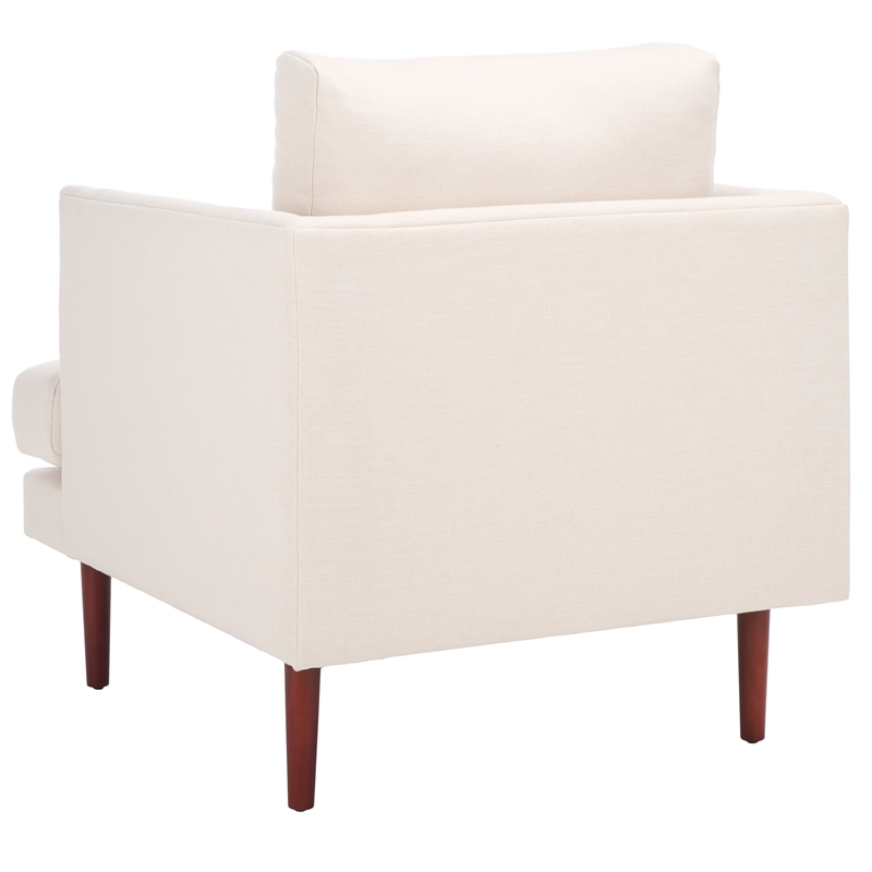Safavieh Hampshire Wood and Fabric Accent Chair in Cream /Walnut