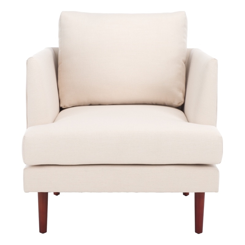Safavieh Hampshire Wood and Fabric Accent Chair in Cream /Walnut