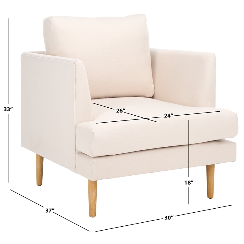 Safavieh Hampshire Wood and Fabric Accent Chair in Cream / White