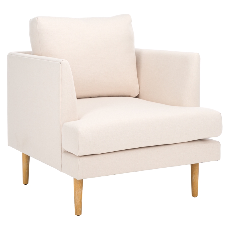Safavieh Hampshire Wood and Fabric Accent Chair in Cream / White