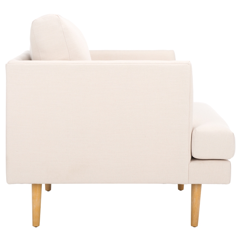 Safavieh Hampshire Wood and Fabric Accent Chair in Cream / White