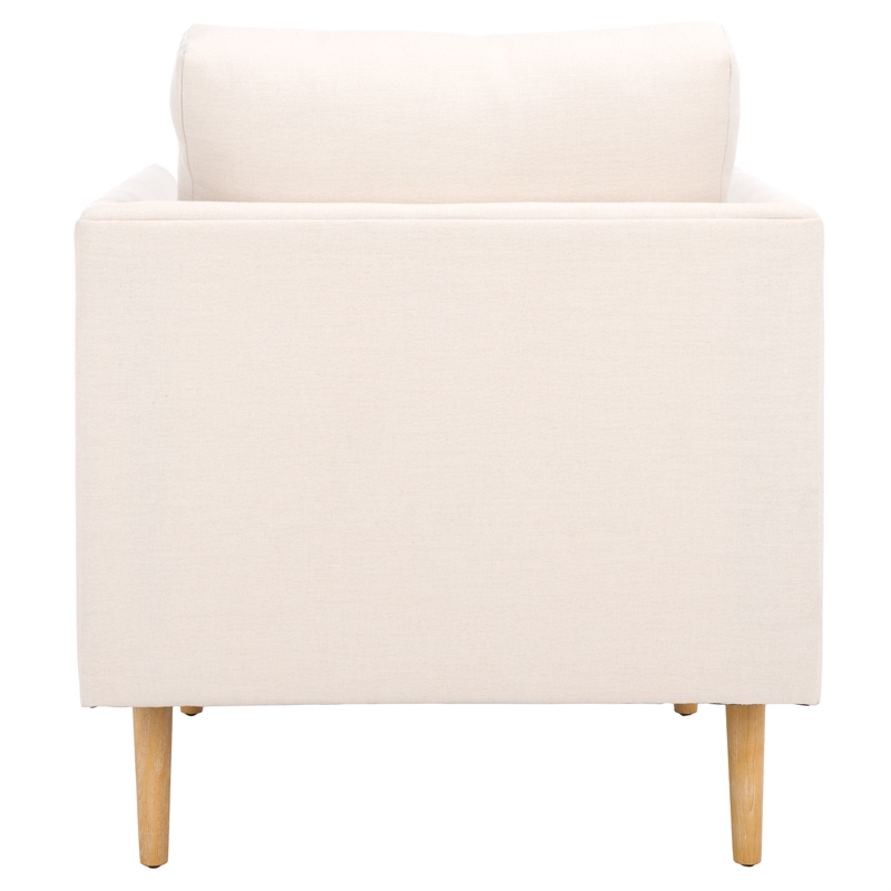 Safavieh Hampshire Wood and Fabric Accent Chair in Cream / White