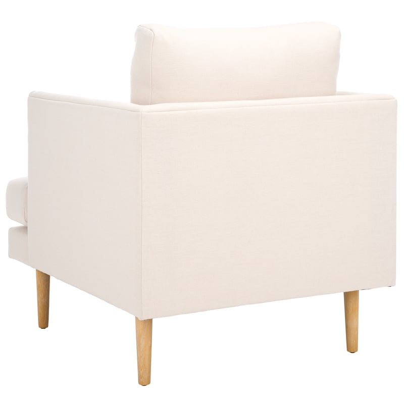Safavieh Hampshire Wood and Fabric Accent Chair in Cream / White