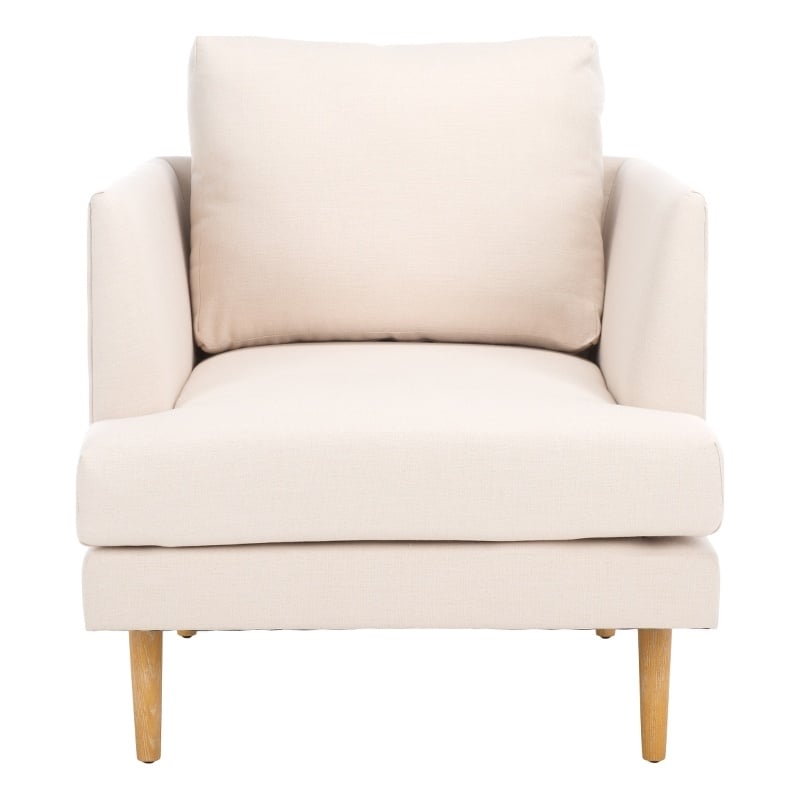 Safavieh Hampshire Wood and Fabric Accent Chair in Cream / White
