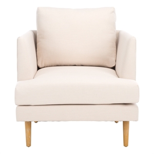 Safavieh Hampshire Wood and Fabric Accent Chair in Cream / White