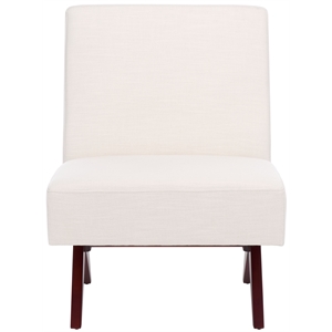 Safavieh Oliviadella Wood and Fabric Accent Chair in Cream / Walnut