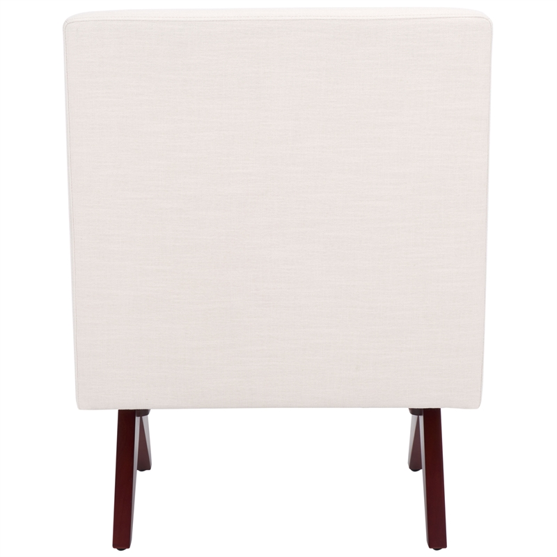 Safavieh Oliviadella Wood and Fabric Accent Chair in Cream / Walnut