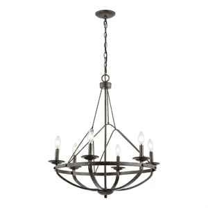 Safavieh Fraser Iron 6Lt 26&quot Chandelier in Silver / Black