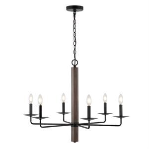Safavieh Penbrook Iron 6Lt 32&quot Chandelier in Black / Walnut
