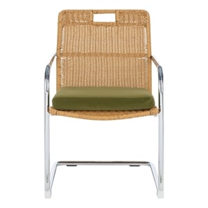 Safavieh Malou Steel and Wood Dining Chair in Olive / Natural