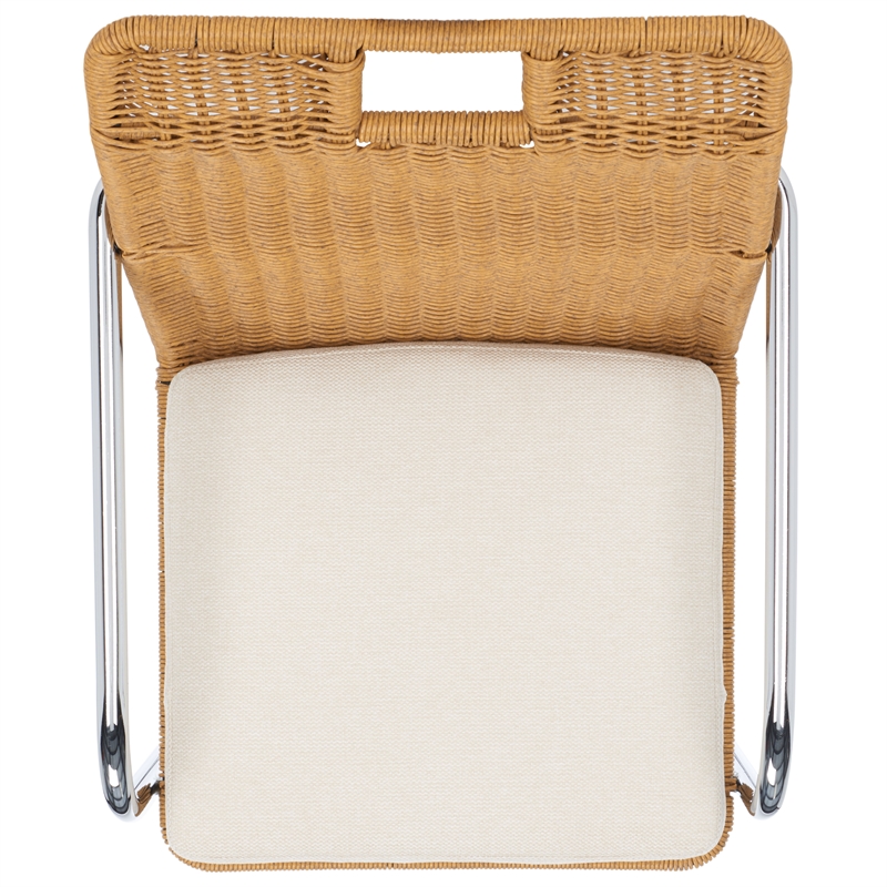 Safavieh Malou Steel and Wood Dining Chair in Cream / Natural