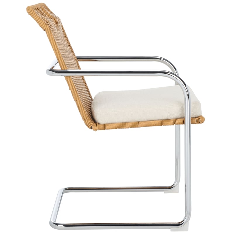 Safavieh Malou Steel and Wood Dining Chair in Cream / Natural