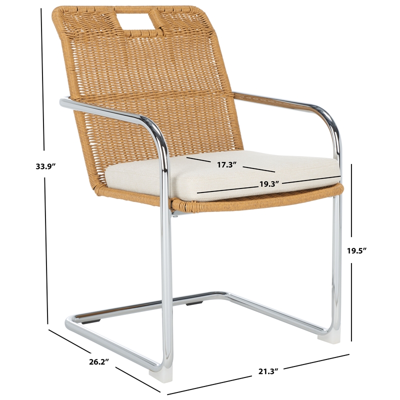 Safavieh Malou Steel and Wood Dining Chair in Cream / Natural