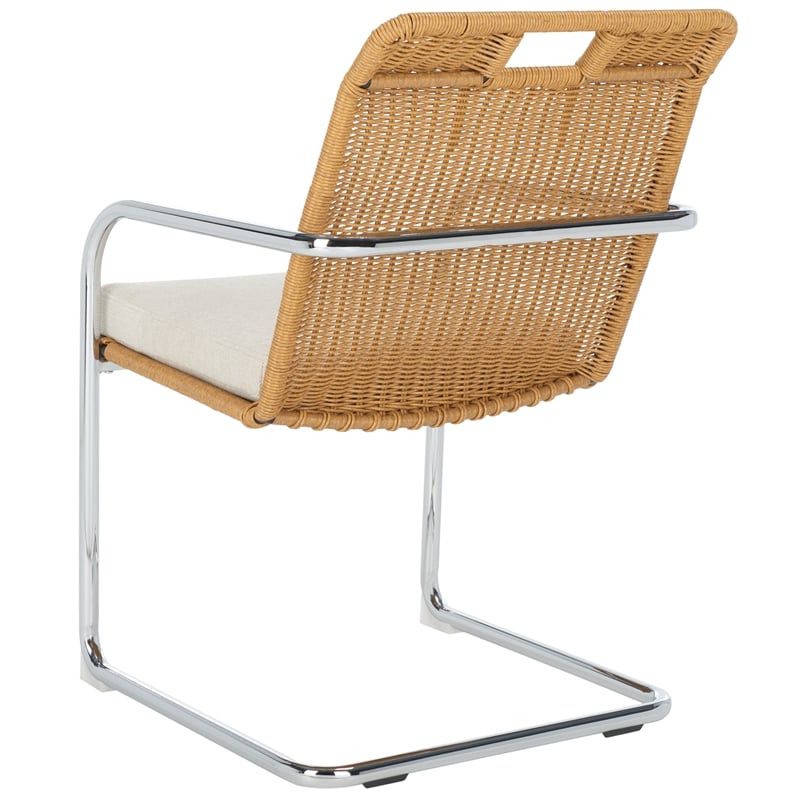 Safavieh Malou Steel and Wood Dining Chair in Cream / Natural