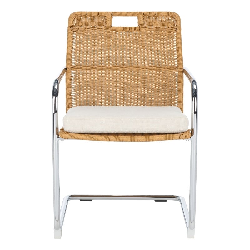 Safavieh Malou Steel and Wood Dining Chair in Cream / Natural