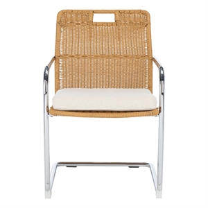 Safavieh Malou Steel and Wood Dining Chair in Cream / Natural