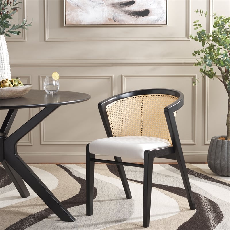Safavieh Edan Wood and Iron Dining Chair in Black / White