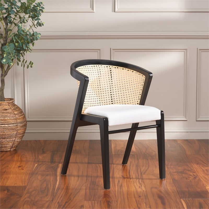 Safavieh Edan Wood and Iron Dining Chair in Black / White
