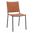 Safavieh Wesson Leather and Iron Woven Dining Chair in Amber / Black