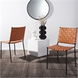 Safavieh Wesson Leather and Iron Woven Dining Chair in Amber / Black