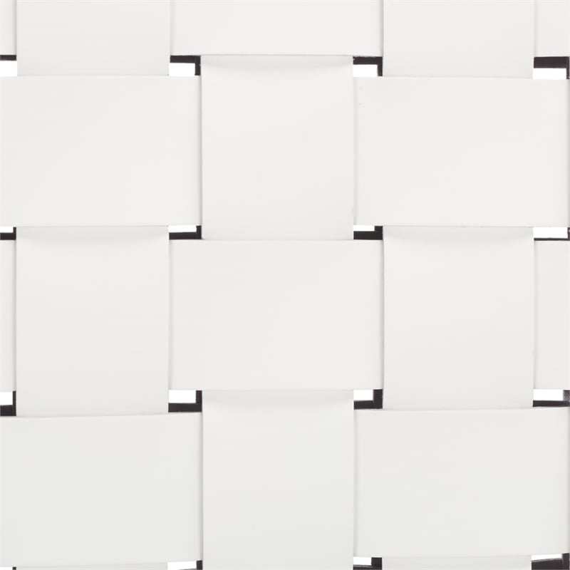 Safavieh Wesson Leather and Iron Woven Dining Chair in White / Silver