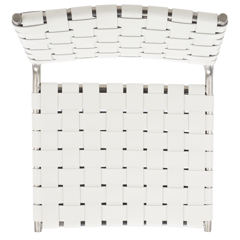 Safavieh Wesson Leather and Iron Woven Dining Chair in White / Silver