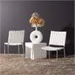 Safavieh Wesson Leather and Iron Woven Dining Chair in White / Silver