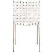 Safavieh Wesson Leather and Iron Woven Dining Chair in White / Silver