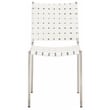 Safavieh Wesson Leather and Iron Woven Dining Chair in White / Silver