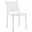 Safavieh Wesson Leather and Iron Woven Dining Chair in White / Silver