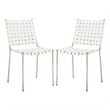 Safavieh Wesson Leather and Iron Woven Dining Chair in White / Silver