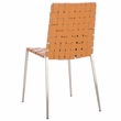 Safavieh Rayne Leather and Iron Woven Dining Chair in Amber / Silver