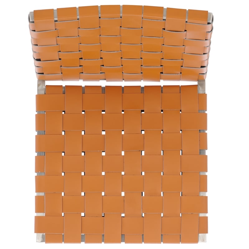 Safavieh Rayne Leather and Iron Woven Dining Chair in Amber / Silver