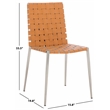 Safavieh Rayne Leather and Iron Woven Dining Chair in Amber / Silver