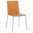 Safavieh Rayne Leather and Iron Woven Dining Chair in Amber / Silver